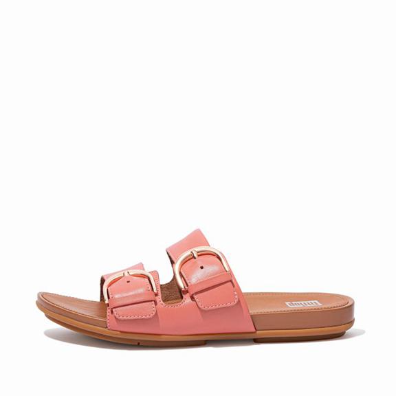 FitFlop Women's GRACIE Leather Slides - Pink (YWMCI-9154)